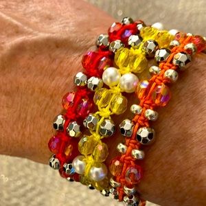 New Super Cool Orange Iridescent Bling Boho Macrame Friendship Bracelet